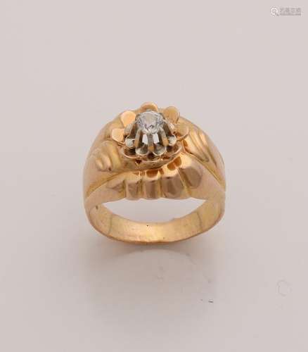 Yellow gold ring, 585/000, with stone. Wide ring with