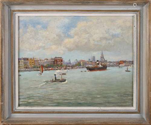 PJA Wagemans. 1879 - 1955. Harbor view of Amsterdam.