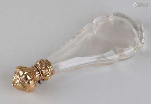 Crystal odeur bottle with gold, 585/000.Contoured