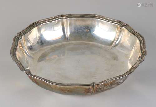 Silver bowl, 835/000, round contoured model with raised