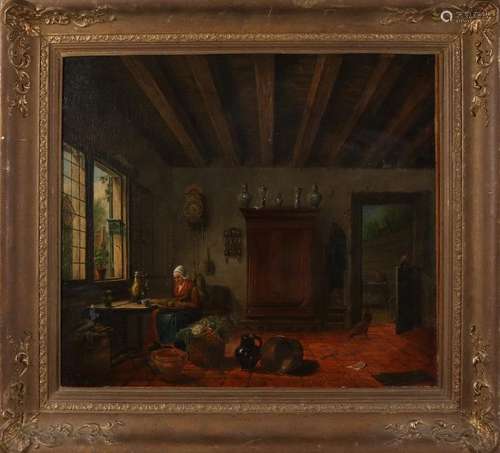 Dutch School. 18th - 19th Century. Frisian interior