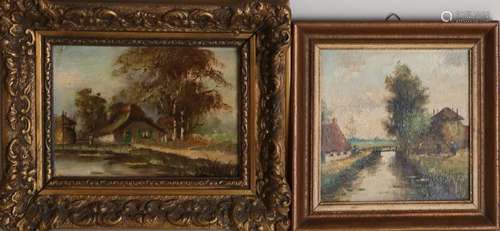 Two old paintings. E. Klausen. Landscape. + S.