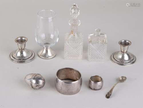 Lot with silver, 835/000, and crystal, with 2 crystal