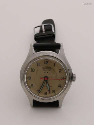 Pontiac watch, Nageur, with a round steel case silvery