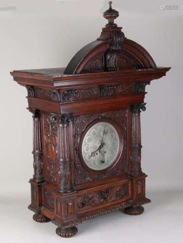 Very large German style oak table clock in Renaissance