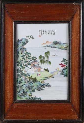 Antique Chinese porcelain plaque in original frame.