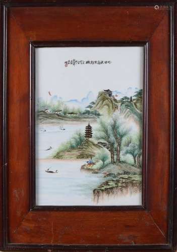 Antique Chinese porcelain plaque in original frame.