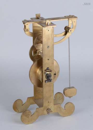 Antique brass pendulum movement clock with turn-up