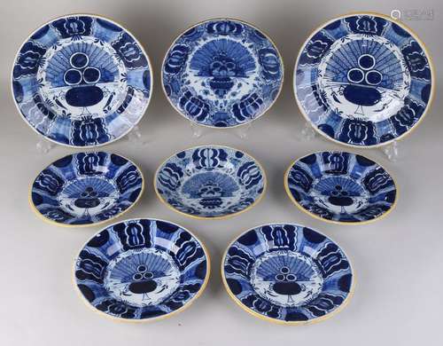 Eight pieces of 18th century Delft Fayence plates with