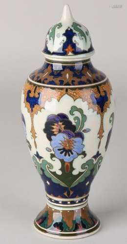 Original antique Rosenburg covered vase with floral