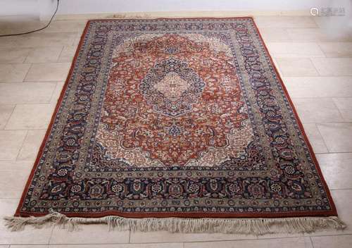 Large old finely knotted Persian rug. Floral.