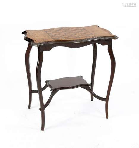 Antique English mahogany chess table. Chessboard