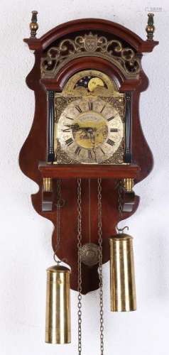 Old Sallander wall clock. Walnut with brass frames.
