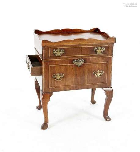 English mahogany cabinet with drawers and brass