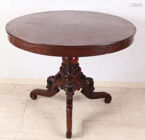19th century mahogany Louis Philippe table with carving