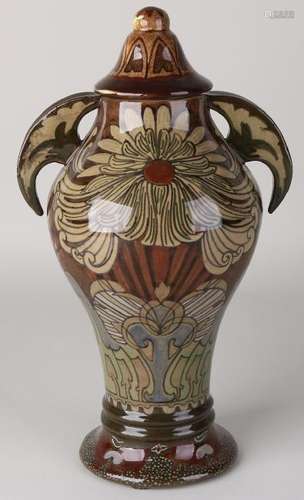 Antique Dutch Jugendstil covered vase 'De Distel'