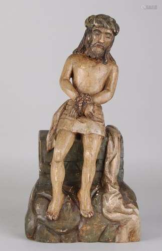 19th century polychrome wooden Pieta (Jesus).