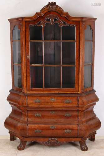 Dutch 19th century carrot walnut display cabinet with