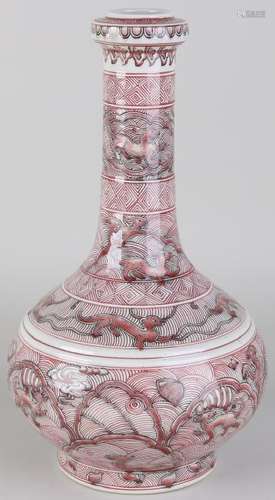 Separate old Chinese porcelain vase with cat-like