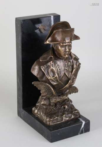 Bronze bust. Napoleon Bonaparte on marble bookend. 21st