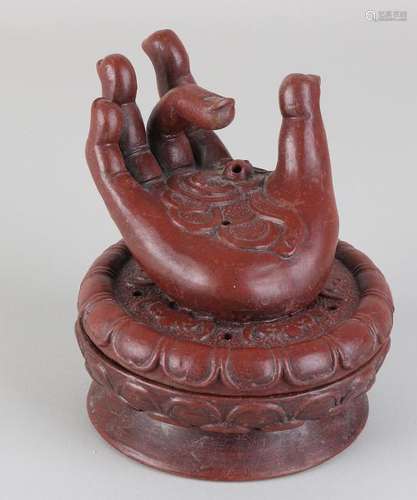 Ancient Chinese Yixing incense burner with lid, in the