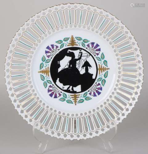 German Art Deco porcelain dish with openwork rim.