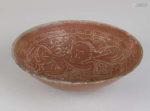 Old Chinese porcelain brown glazed Sang bowl with