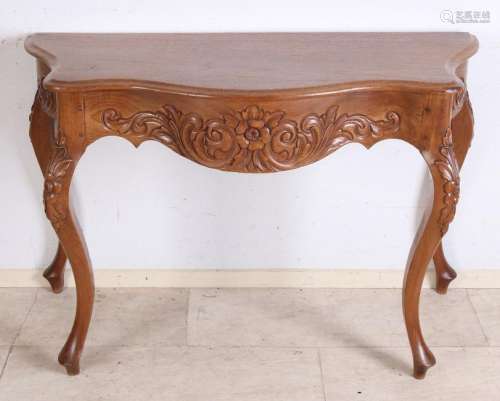 Oriental teak wood carved wall table with floral