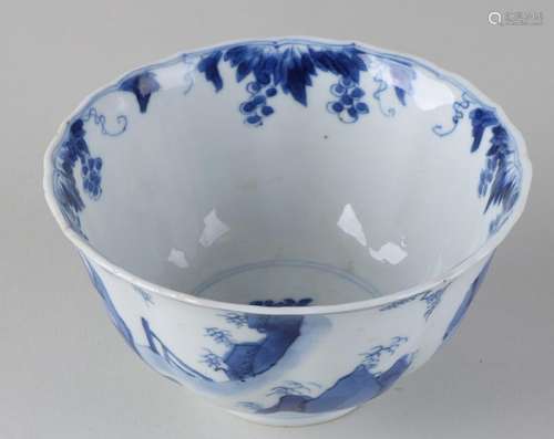 Antique Chinese porcelain Kang Xi branded bowl. Six