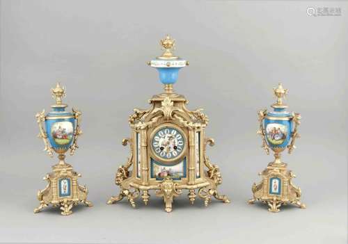 19th Century French Sevres clock set. Circa 1860. One