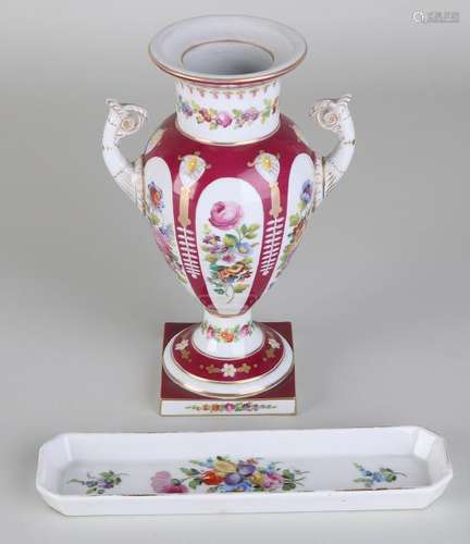 Twice old / antique hand-painted porcelain. Consisting