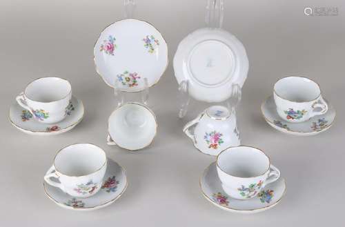 Six German Dresden porcelain mocha cups and saucers.