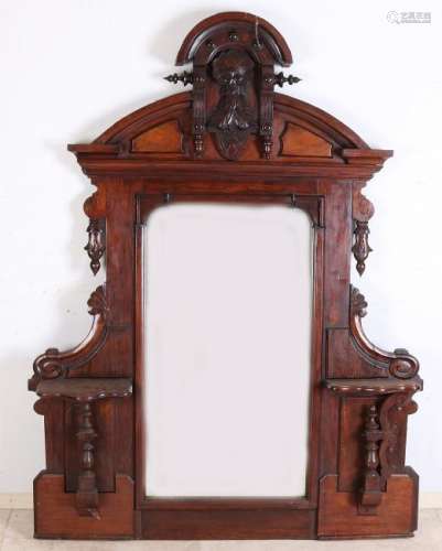 19th century mahogany English mirror with floors and