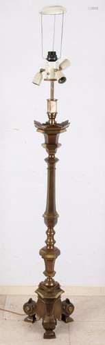 Large bronze Baroque-style standing lamp. Second half