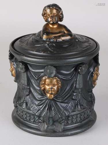 19th century terracotta historicism covered pot with