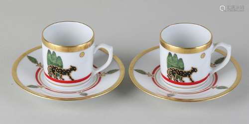 Two Limoges Cartier cups and saucers (espresso) with