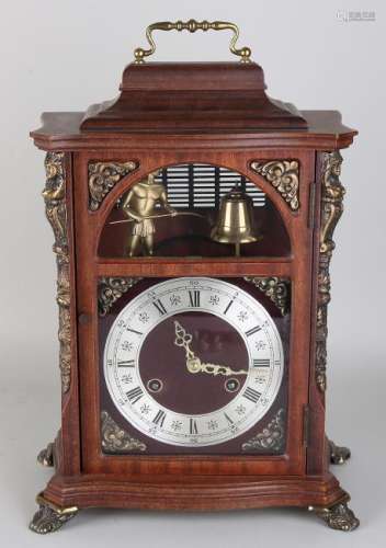 Large mahogany Dutch table clock with brass. Second
