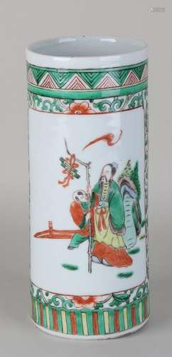 Old Chinese porcelain Family Verte brush vase with