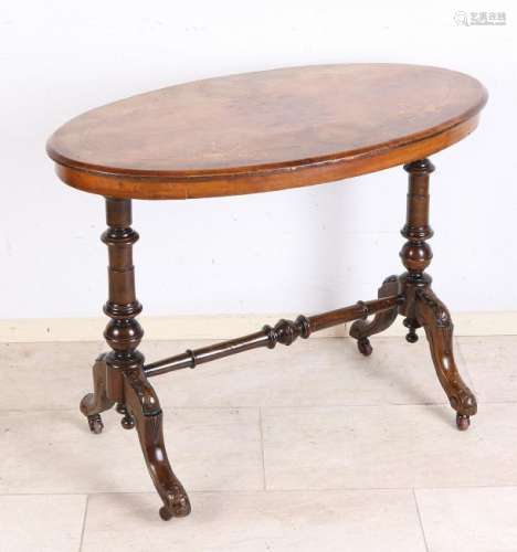 19th century English mahogany oval tea table with