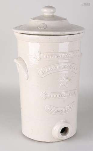 19th century English ceramic water container with lid.