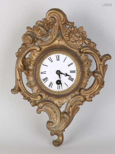 Small 19th century French wall cartel clock in Rococo
