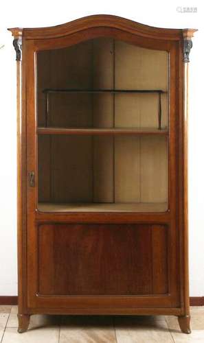 One-door display cabinet. Solid oak. Circa 1860. Curved