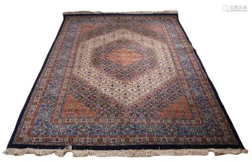 Large finely knotted old Persian rug with multi-colored