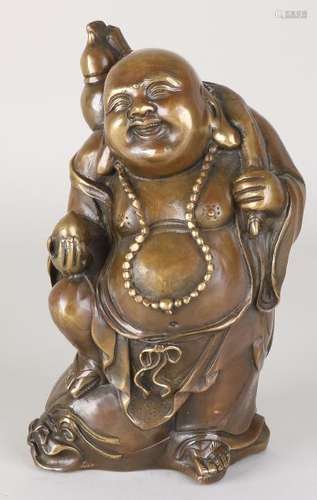 Ancient chinese bronze laughing buddha. Late 20th