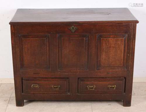 English 18th century oak chest with drawers and folding