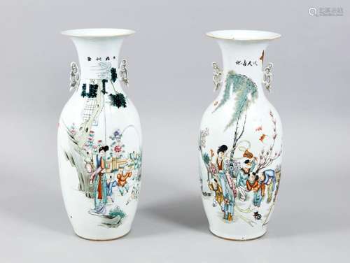 Two large antique Chinese porcelain vases with figures