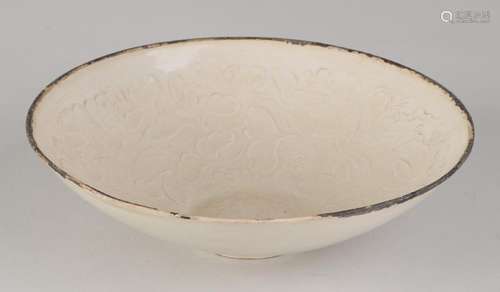 Old Chinese porcelain bowl with floral decors. Thin