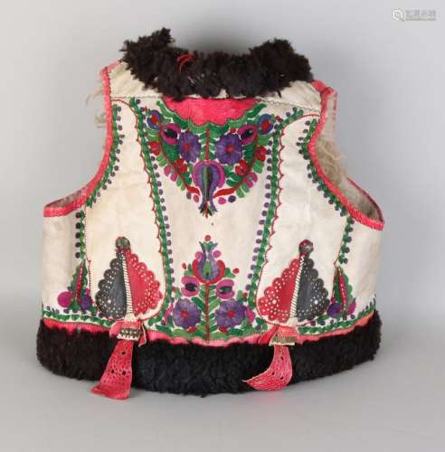 Antique rare leather traditional Slavic children's vest