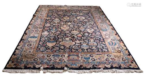 Large hand-knotted Persian carpet, Kashmar. Blue in