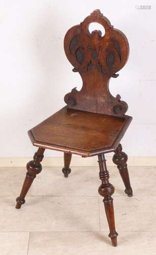 19th century German oak bretter chair. Neo Renaissance.